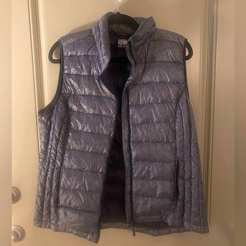 Heather Blue Down Puffy Vest